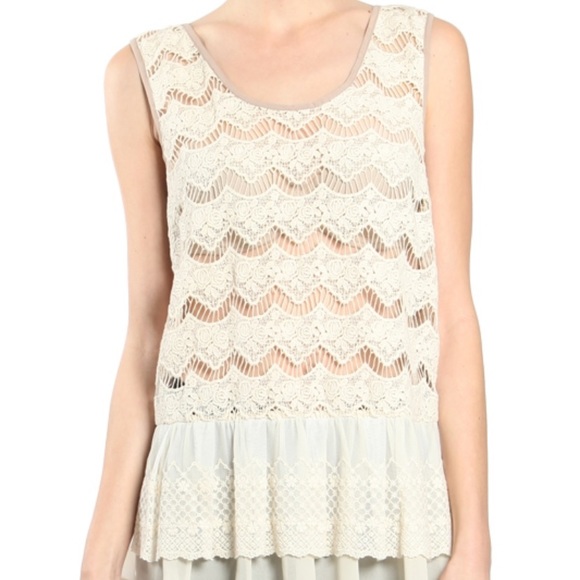 Ryu Tops - Lace ruffle tie back tank top